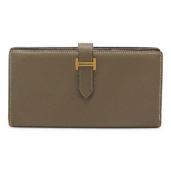 HERMES Gray Leather Wallet - Picture 1 of 10